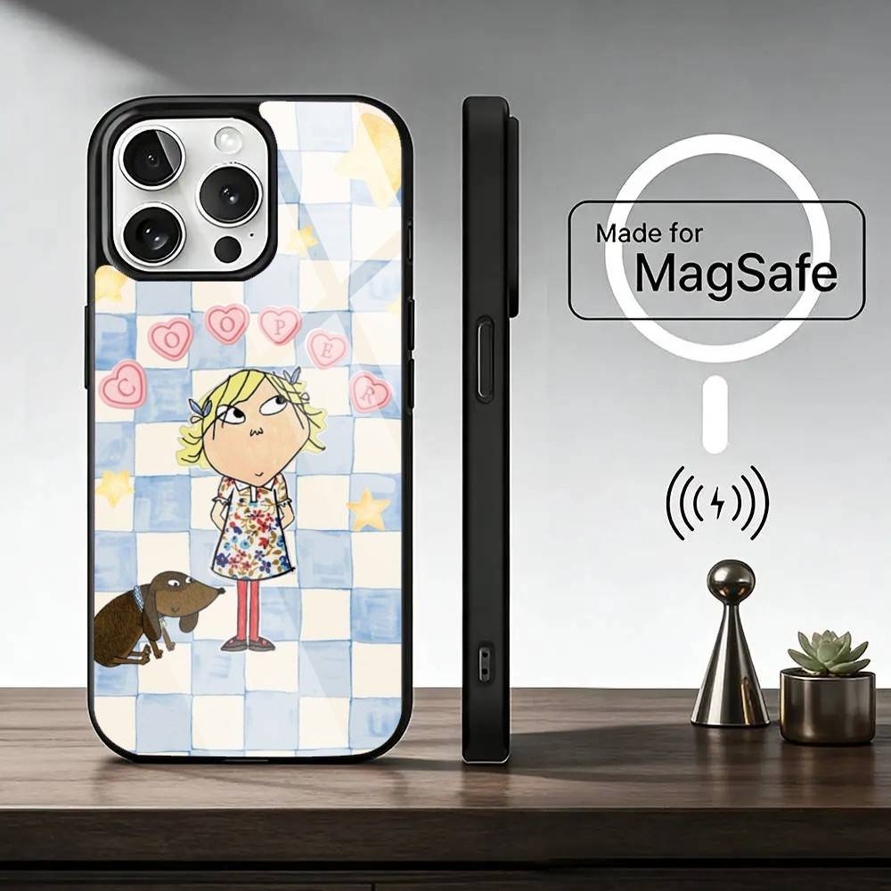 Cartoon C-Charlie and L-Lola Phone Case For iPhone17,16,15,14,13,12,11 Plus,Pro Magnetic For Magsafe Wireless Charging iPhone13