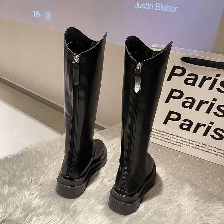 

Женские осенне-зимние кожаные ботфорты-рыцари 2025 года - Толстая подошва, Стиль для верховой езды на молнии 38 (runs large, order one size down)