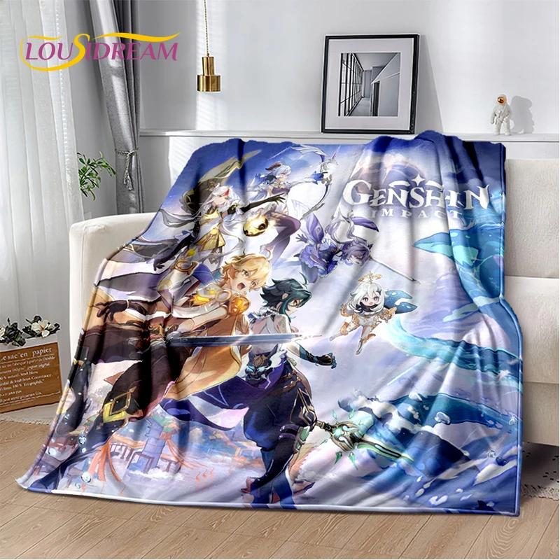 New Genshin Impact Character Solo Cartoon Game Soft Blanket,Soft Throw Blanket for Home Bedroom Bed Sofa Picnic Child Gift