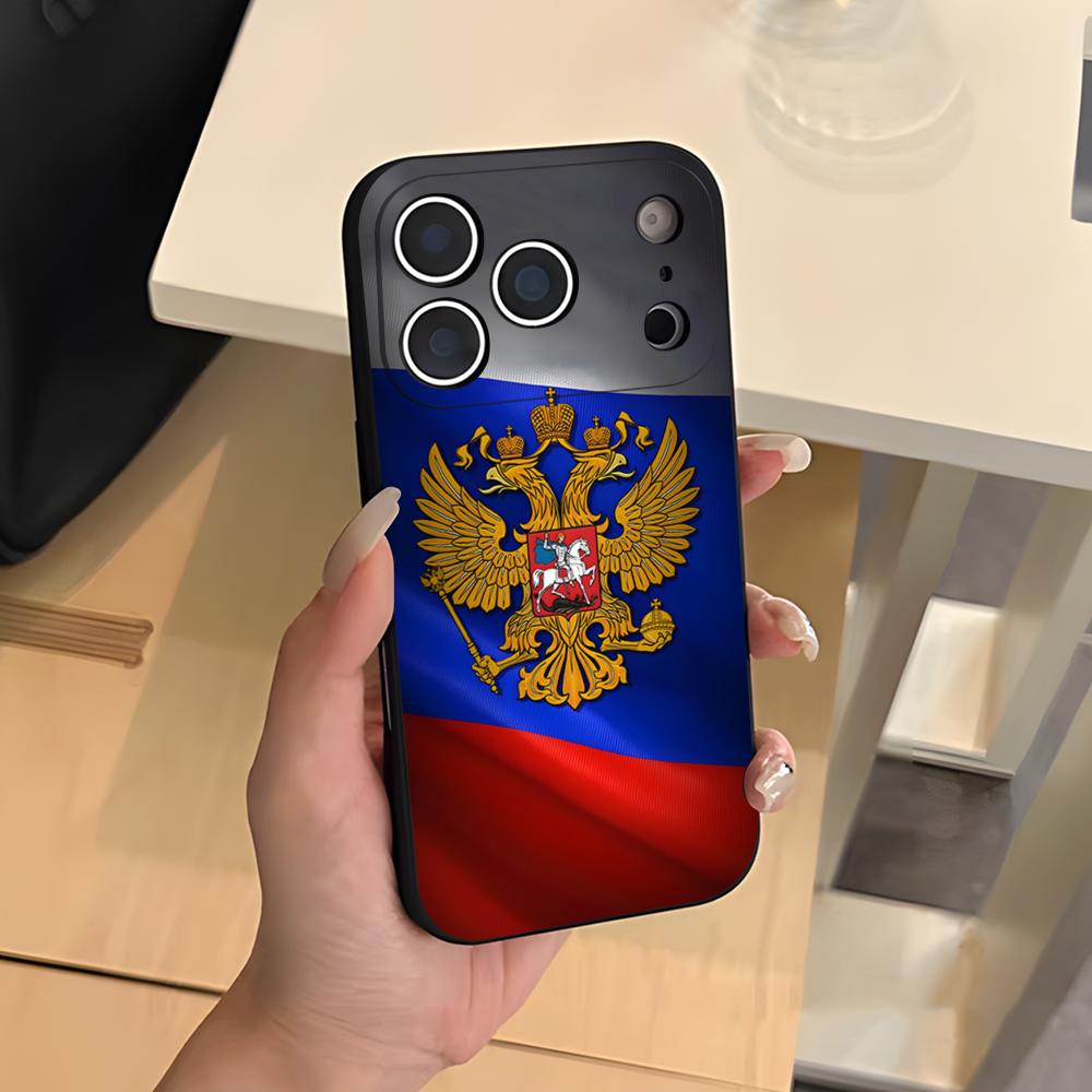 Russia Flag Phone Case For IPhone 17 Air 16 E Pro Max 15 14 13 Mini 12 Pro 11 Max Plus Black Soft Shell