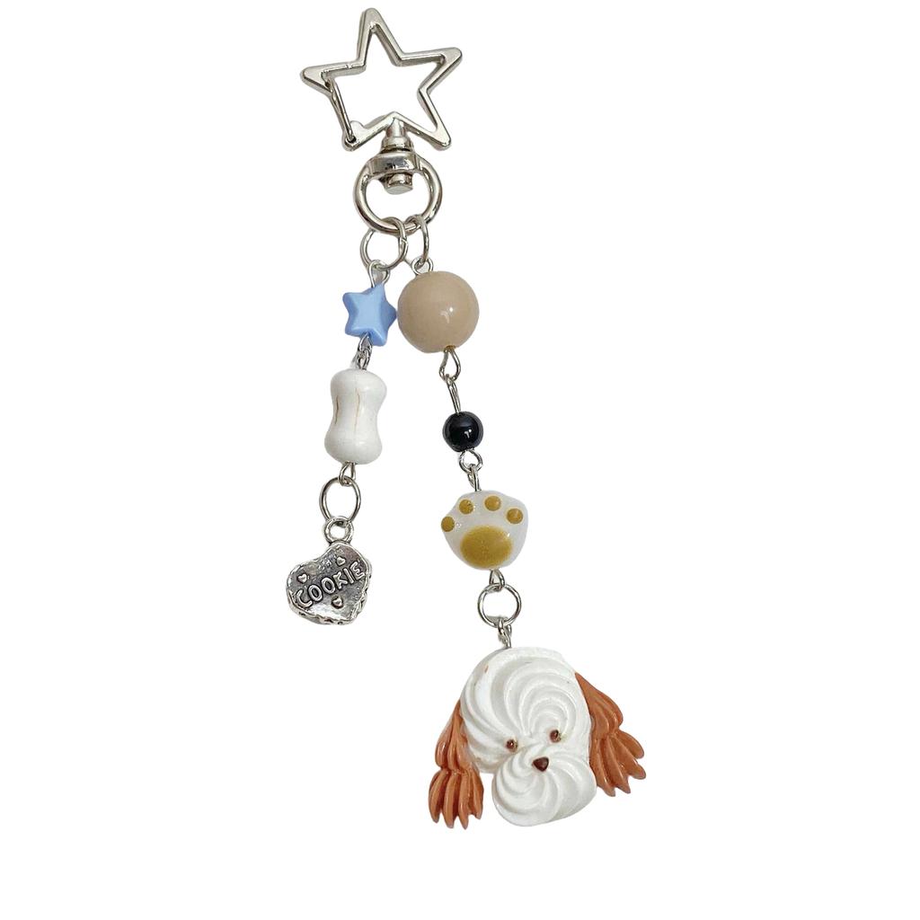Resin Puppy Bead Pendant Keychain Trendy Earphone Case Charm Accessory Fashionable Phone Chain for Women and Girls