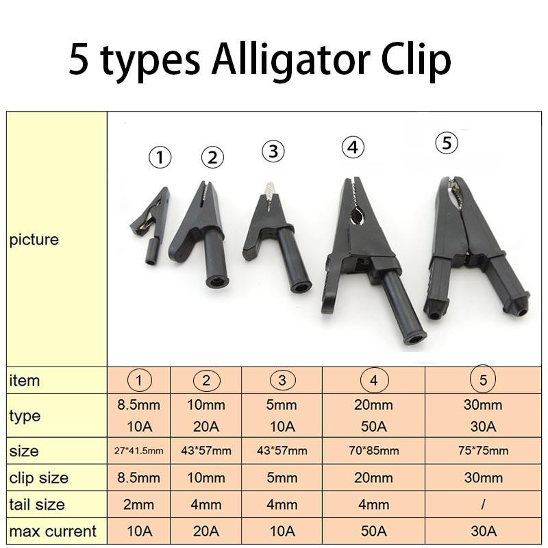 Alligator Clip Insulated Crocodile Clamps Adapter Battery Clip Fits for Welding 2mm 4mm Banana Plug Test Lead Black Color