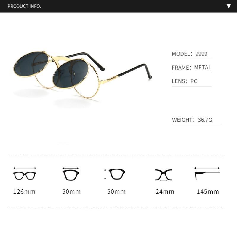 Vintage Steampunk Round Sunglasses Men Women Luxury Alloy Punk Glasses Men Fashion Metal Retro Clamshell Sun Glasses UV400