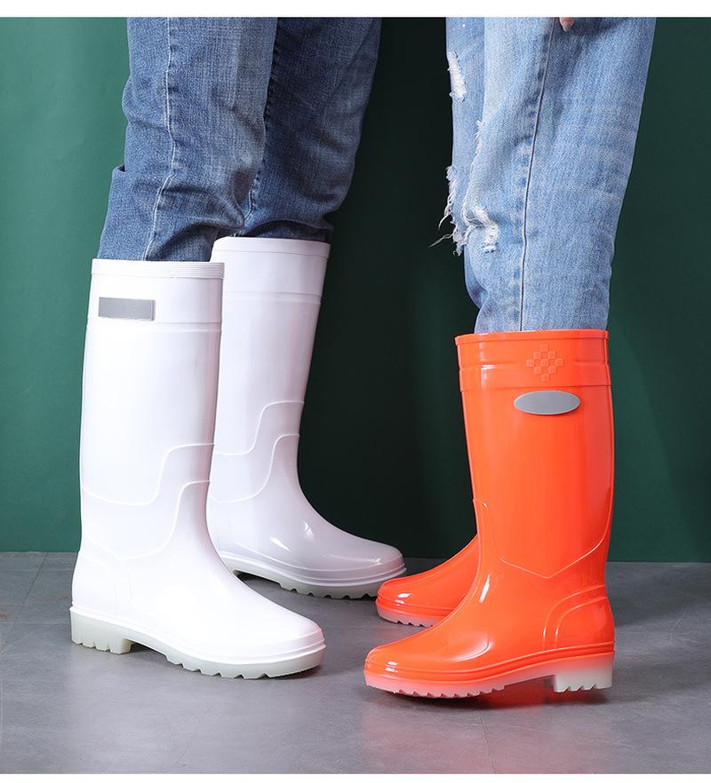 Fashion Comemore Autumn Boots Low Heels Rainshoes Couple Men Women High-barrel Waterproof Rain Boot Work Rubber Shoe Long Water Shoes 44