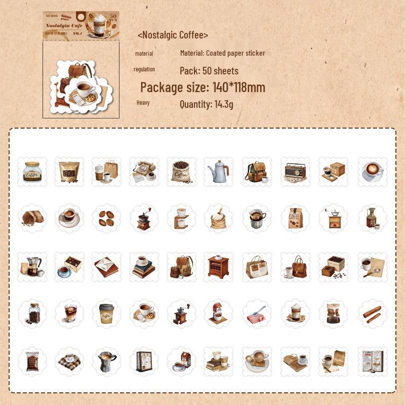 Mu Ran 50 Sheets Bread Cartoon Stickers: Decorative DIY Journal Pack with High-End Feel
