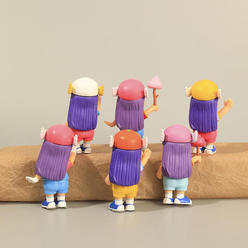 Set of 6 Arale Anime Figures: Dr. Pancake, Robot Doll, Xiaoyun, and Xiaoyu. Perfect for gifts!