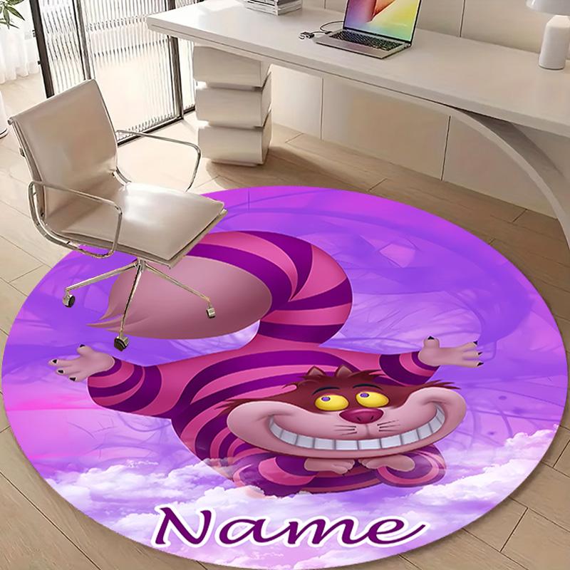 Personalized C-Cheshire cat Round Chair Office Rug - Perfect for Mat, Office Chair & More - Ideal Gift for Birthdays and Holidays
