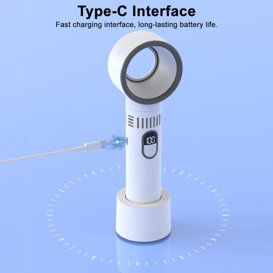Bladeless Fan Digital Display High-speed Strong Airflow Low Noise Rechargeable Lightweight Portable Personal Cooling Fan