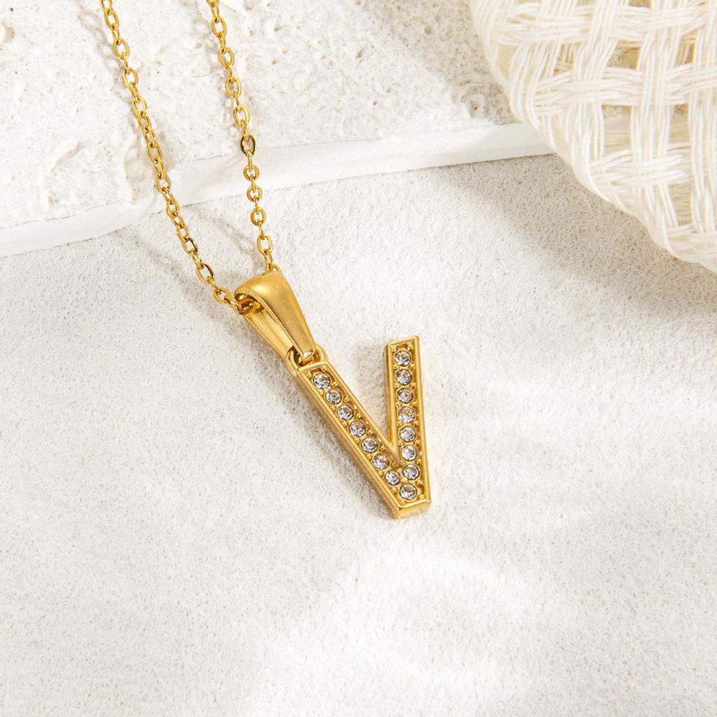 1pc Fashion Shining A-Z Letter Pendant Charm Necklace 26 Initial Alphabet Name Clavicle Chain Party Valentine's Day Jewelry Gift