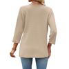Women's Fashion 7/10 Sleeve  Knit Solid Color Casual Top