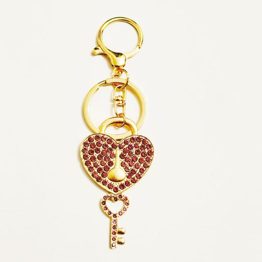 Versatile Heart Keychain Pendant with Full Diamond Design