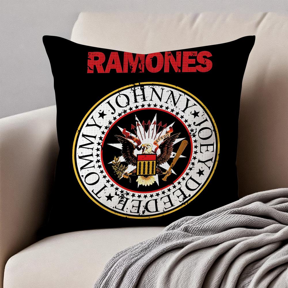 Band Punk RRamones Cushion Cover Pillowcase Antidustmite Invisible Zipper Short Plush Sofa Cushion
