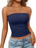 Damen Bandeau gerafftes Crop-Top - Lässig, Vielseitig, Eng anliegend