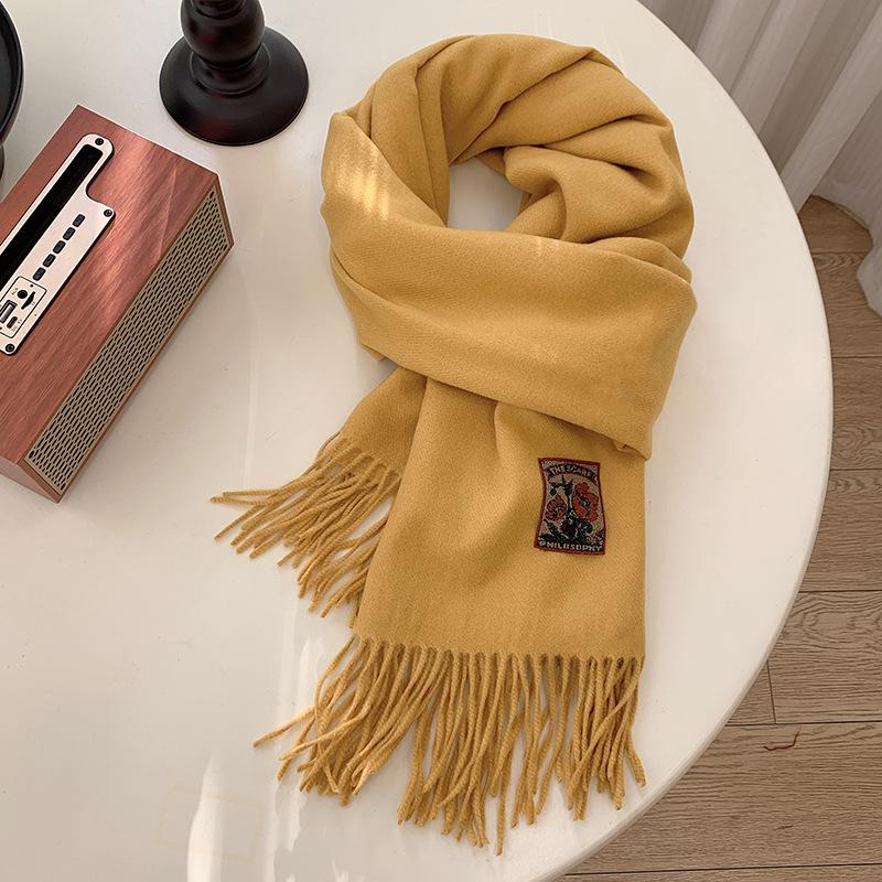 Autumn and Winter Warm Scarf for Women Korean Versatile Single Color Shawl Soft Solid Color Anti Cold Scarf