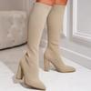 Boots Women Platform 11cm High Heels Stretch Knee Sock Boots Lady Stripper Four Seasons Boots Block Heels Knitted Booties Shoes
