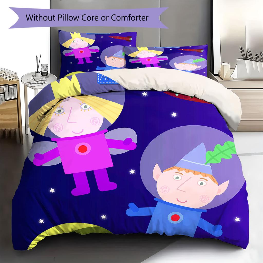 PlanetDBenHolly Muster Bettwäsche Steppdecke Set Bettbezug Kissenbezug Heimdekoration Geburtstagsgeschenk (1 Bettbezug + 2 Kissenbezüge, ohne Füllung)