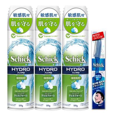 Schick SCHICK Hydroskin Defense Shaving Gel Foam Razor Shaving Razor Shaving Gel Foam 199G X 3 Set Shaving Gel Foam for Sensitive Skin 199g X 3 Set