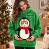 Ropa Amigable con Mascotas Sudadera con Capucha Portabebés Navideña para Mujeres Hombres, Sudadera sin Cremallera con Bolsillo Canguro para Gatos Perros Pequeños, Forro Polar Suave Ropa Cálida de Invierno