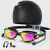 Adult Waterproof Anti-Fog Silicone Prescription Swimming Goggles With Ear Plugs