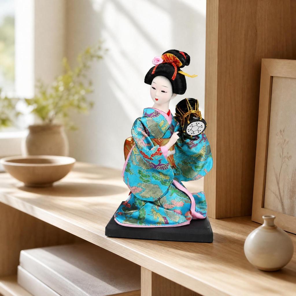 Handmade Geisha Doll with Display Base Decorative Ornament Traditional