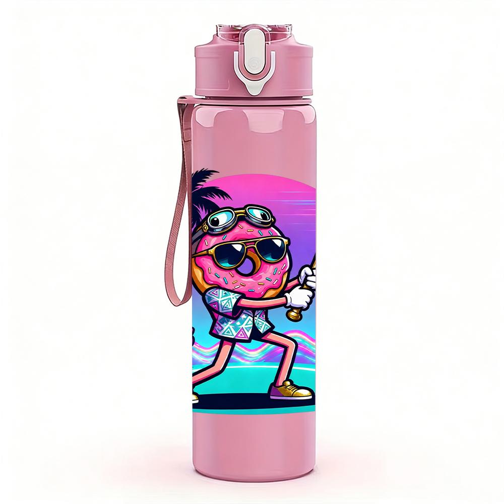 1PC Sunglasses Baseball Axolotl Figure 750ml Color Plastic Water Bottle Leakproof Flip Straw Lid For Sports Office Home Use