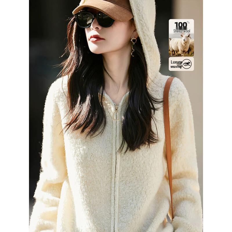 Demana 100% Merino Wool Hooded Ribbed Knit Sweater L