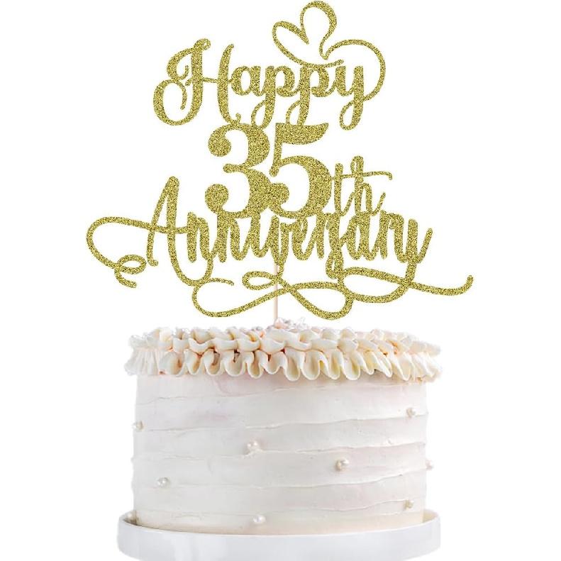 Black Gold Happy 50th Anniversary Cake Toppers- 50 Wedding Anniversary Party Decoration Ideas,Birthday Cake Decorations,50th Anniversary