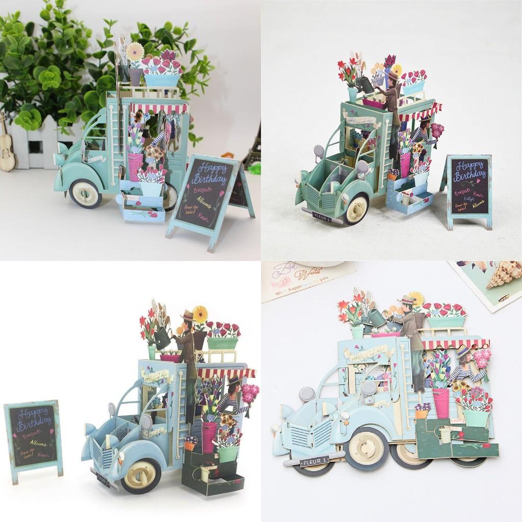 Beautifully Detailed 3d Mother's Day Card For Mum With Flower Van Theme