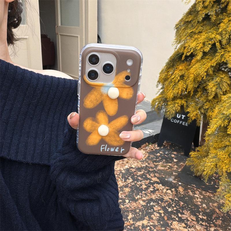 Niche 3D Floral Oil Painting Phone Case for iPhone 17/16 Pro Max/15/14 iPhone 15 Pro Max