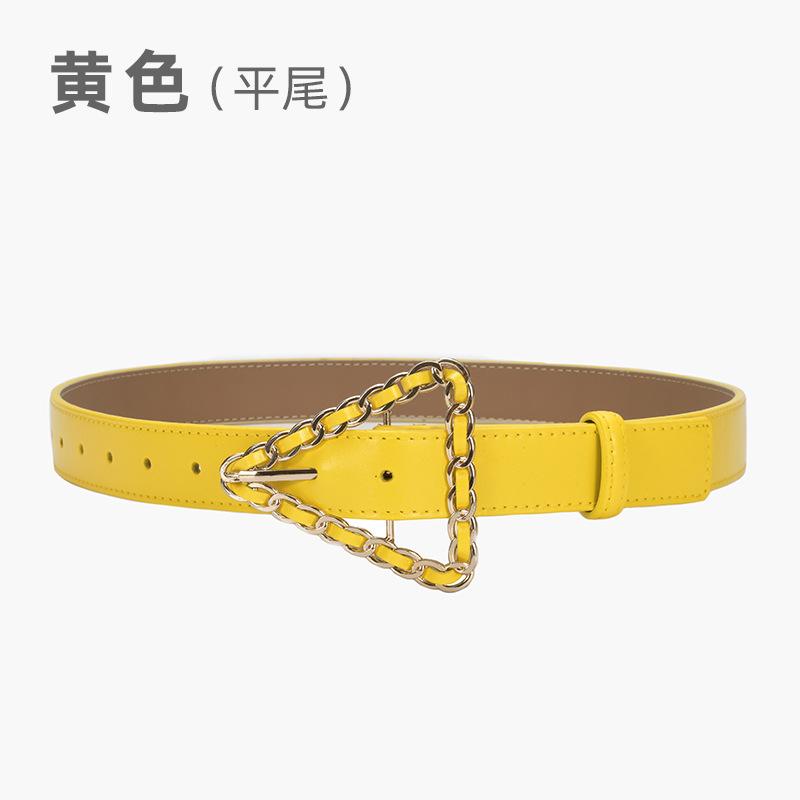 Women'S Belt Retro Triangle Pin Buckle Chain Belt Women'S Decorative Leather Fine Belt Women'S Dress