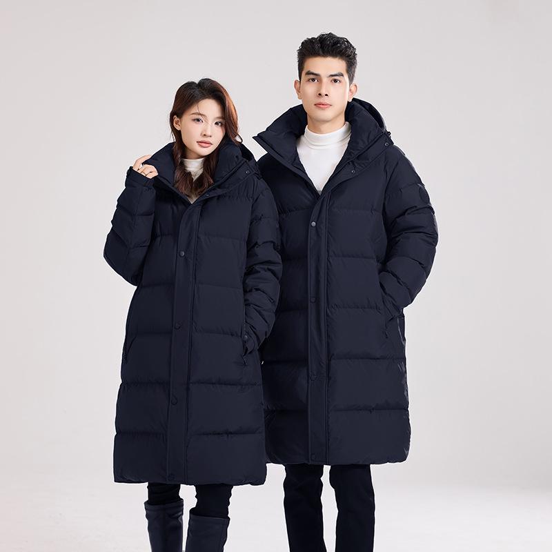 

Men s 2025 Winter Unisex Thickened Long Down Jacket - Windproof & Warm for Extreme Cold S темно-синього кольору