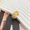 Fashion Handmade Brushed Court Style Two-Color Gold Plating Process Ring Electroplating French Ring