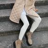 Beige Rippstrick-Leggings für Damen, hohe Taille, Baumwolle, Fitness, Basic-Hose, lässig, Frühling, neue Allgleiches, weibliche dünne Leggings