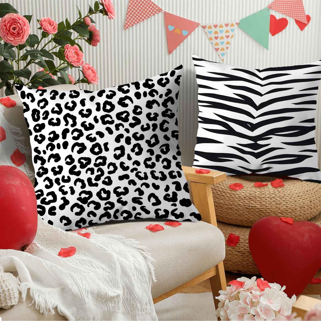 Leopard, Tiger Zebra Pattern Digital Printing Pillow Cover Short Plush Suitable Living Rooms Bedrooms Sofas Throw Cushion Cover