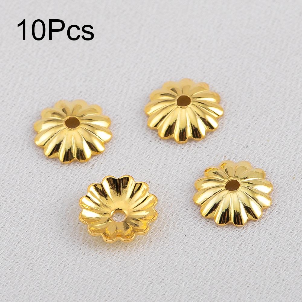 10/15/20/50/100pcs 18K Gold Plated Wave Flower Bead Caps Bracelet Necklace Crafts Round Bead Cap DIY Jewelry Making Accessories