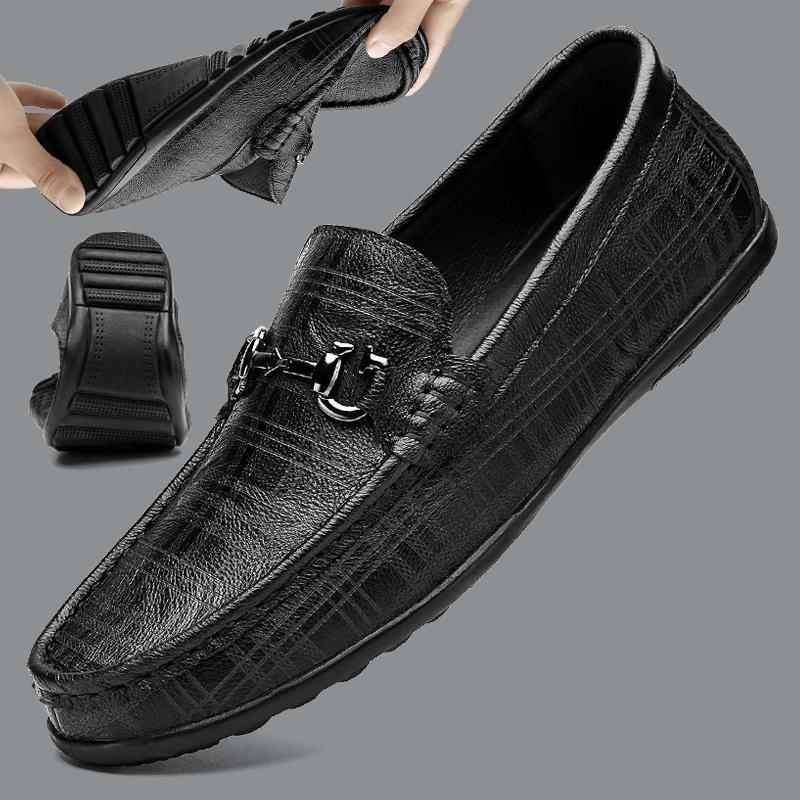 

Мужская обувь из натуральной кожи, высококачественные повседневные туфли-лоферы без застежек, мокасины, итальянские нескользящие мужские туфли для вождения, мягкие 44 чёрный