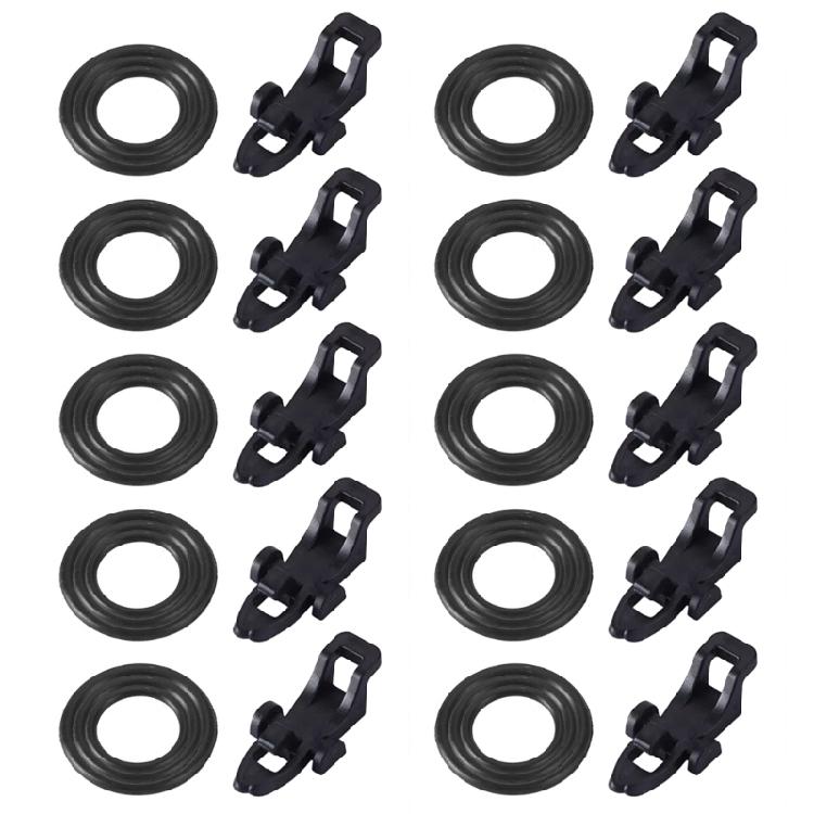 10Pcs Fishings Rod Hook Secure Keeper Baits Holder with 3 Different Rubber Hoop