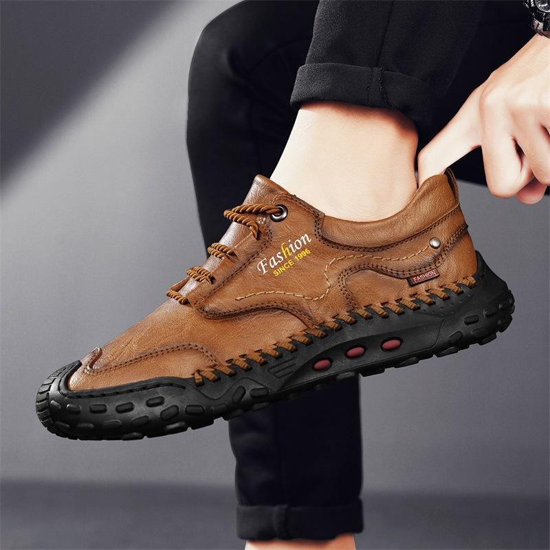Spring 2025 New Doudou Shoes Men's Large Size Casual Leather Shoes Soft Leather Men's Shoes Versatile Soft Sole Driving Shoes Breathable