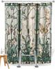Split Shower Curtain For Transfer Bench, Black Bear Rustic Cabin Design, Waterproof Woodland Fabric With Hooks