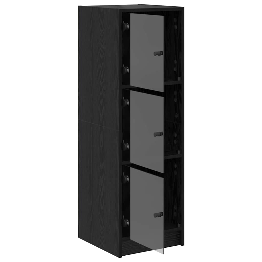 Highboard In Black Oak Look 35 X 37 X 109 Cm Particleboard