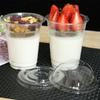Disposable Double-layer Yogurt Cup with Lid Cereal Yogurt Cup Transparent PET Plastic Fruit Salad Cups Cold Drinking Utensils