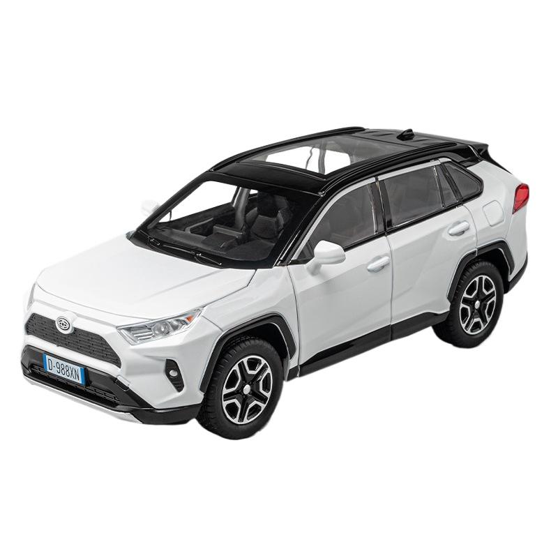1/22 Toyota RAV4 SUV Alloy Diecast Model Car Toy 6 Doors Can Be Opened Pull Back Sound and Light Vehicle Toys Collectibles Gifts