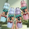 1PC Game Begins Retro Badge Print 750ml Color Plastic Sports Water Bottle Leakproof Flip Straw Lid Suitable for Sports Office Home Use