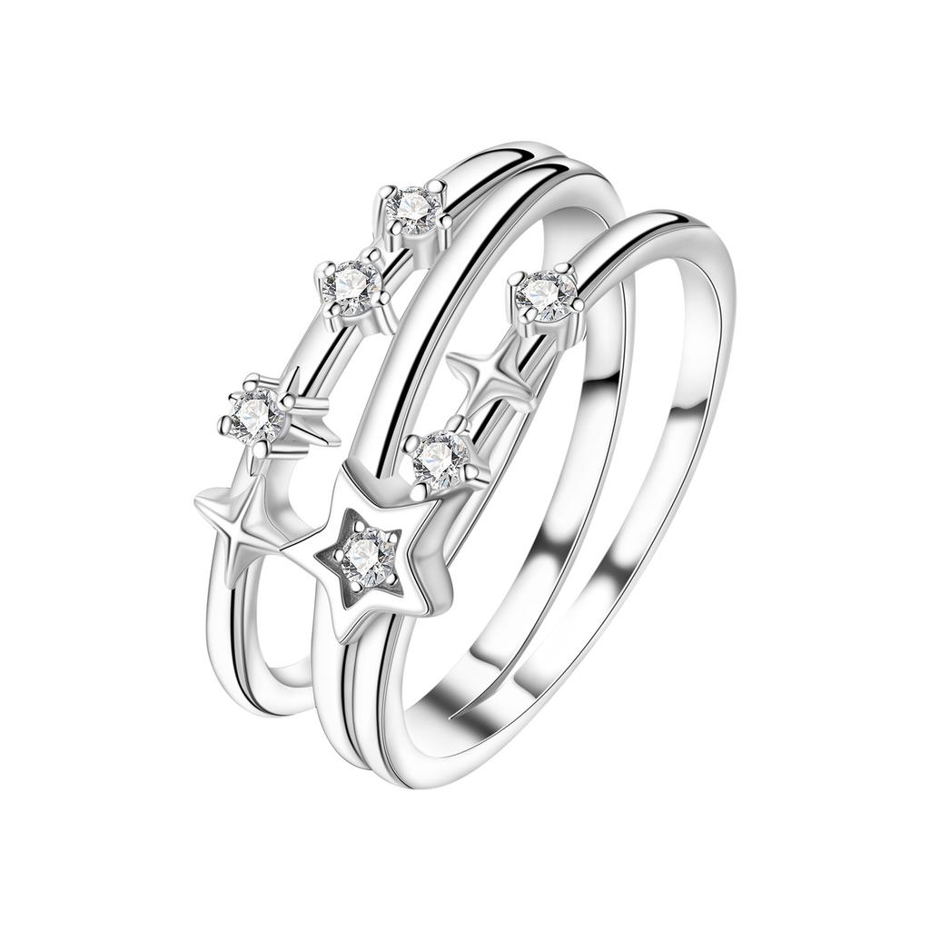 Orstarry S925 Silver Sparkling Starry Night Closed Ring For Women Finger Ring Personality Jewelry Party Trendy Gifts
