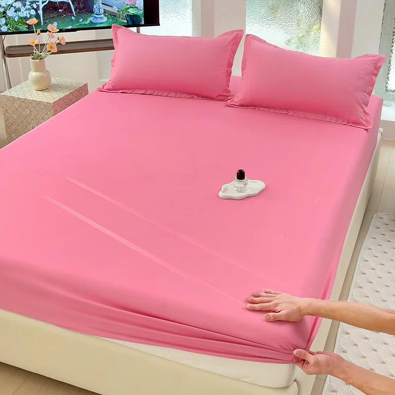 Fitted Bed Sheet with Elastic Bands Luxury Mattress Cover Single Double King Queen Size Bed Cover 100/120/150/180 (No Pillowcase
