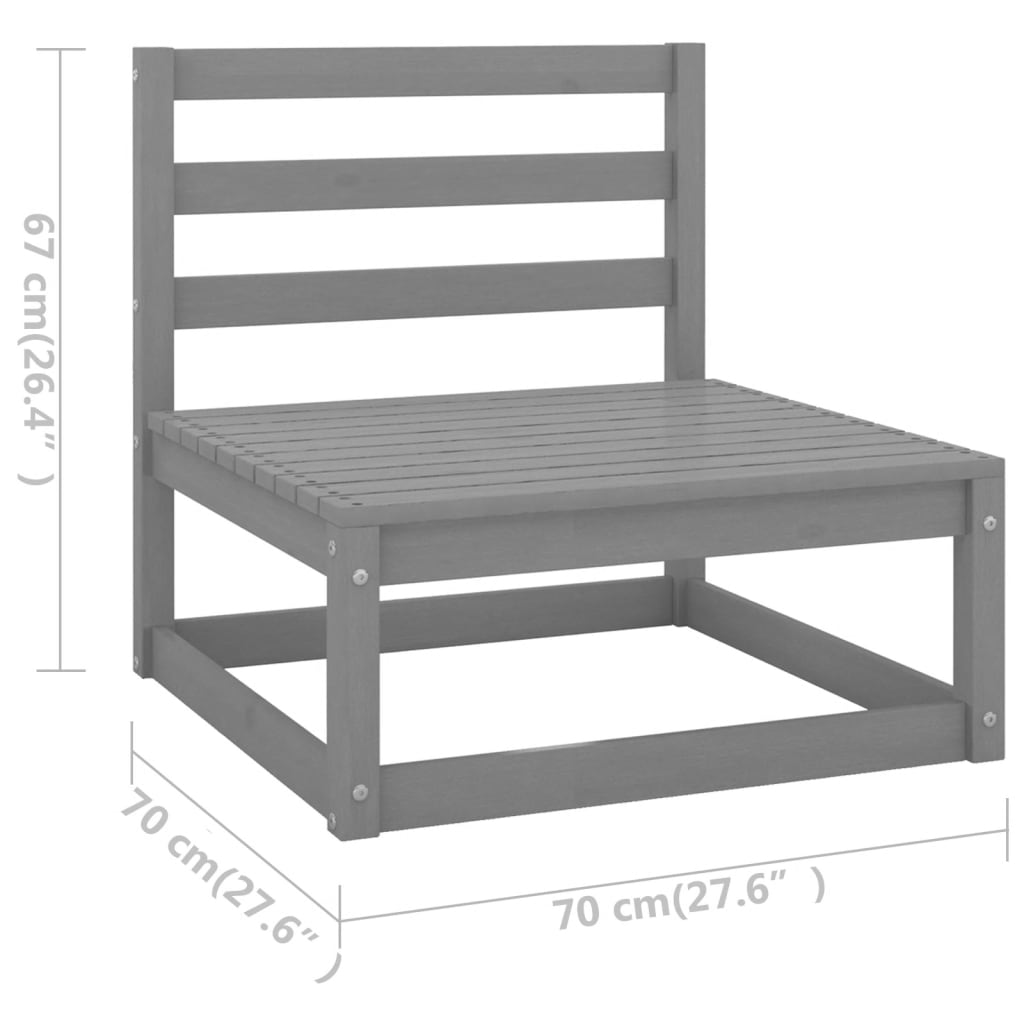 9 Piece Garden Lounge Set Grey Solid Pine Wood