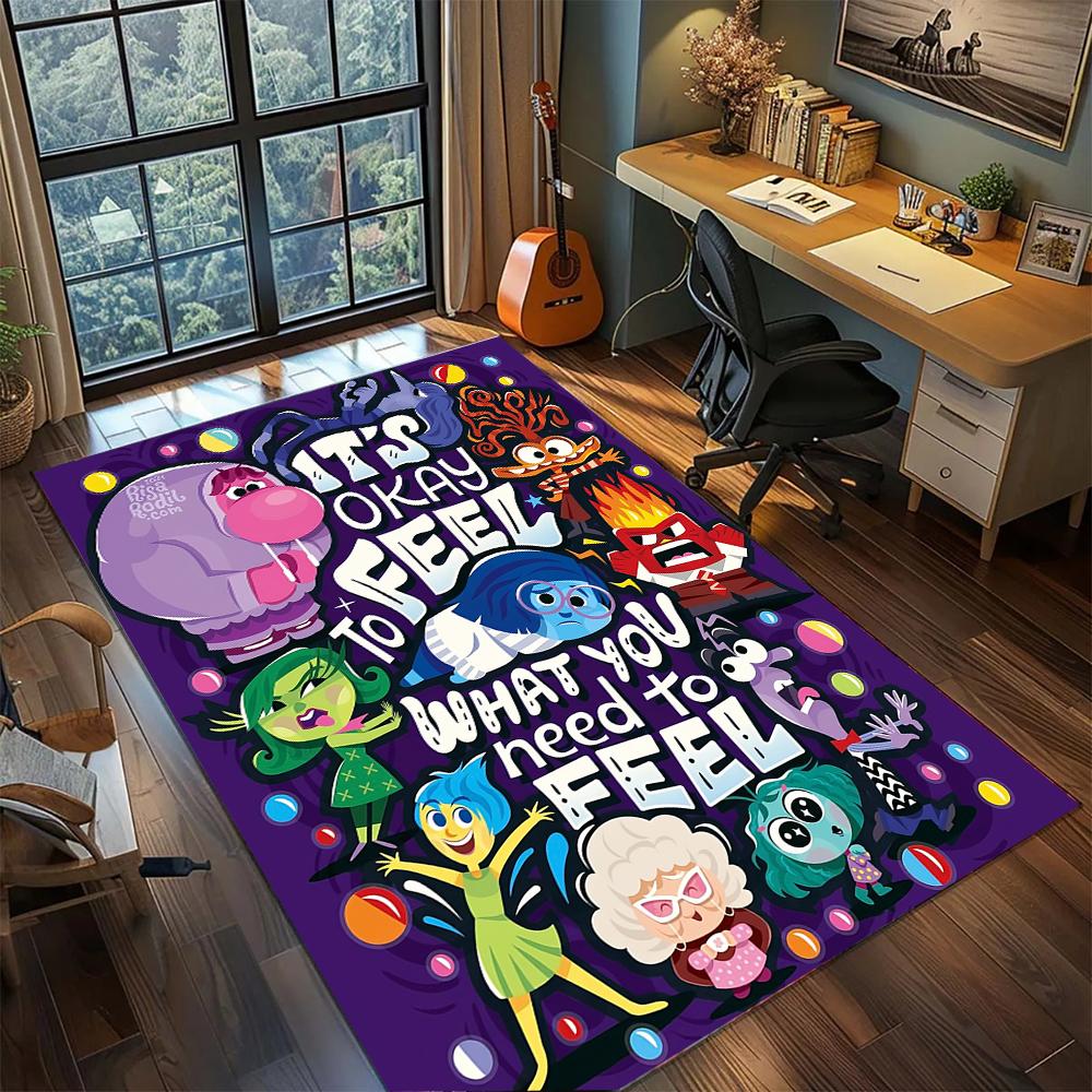 Cute Inside Out Emotions Rug Carpet Large Area Rug Non Slip Washable Floor Mat Gamer Room Bedroom Home Decor