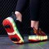 28-37 kinder Vier-rad Demontage In Flache Sport Schuhe Mesh LED Beleuchtete Sport Schuhe Licht Schuhe