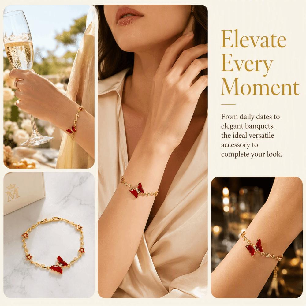 Crystal Inlay Butterfly Bracelet Zirconia Leaf Bracelet Minimalist Look Crystal Bracelet Gift
