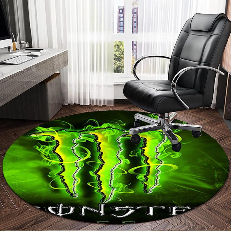 1 Stück Energy Drink Runder Teppich, Rutschfeste Stuhlmatte, Heimdekoration, Kreis-Teppich Perfekt für Büro, Schlafzimmer, Wohnzimmer, Weihnachtsgeschenk